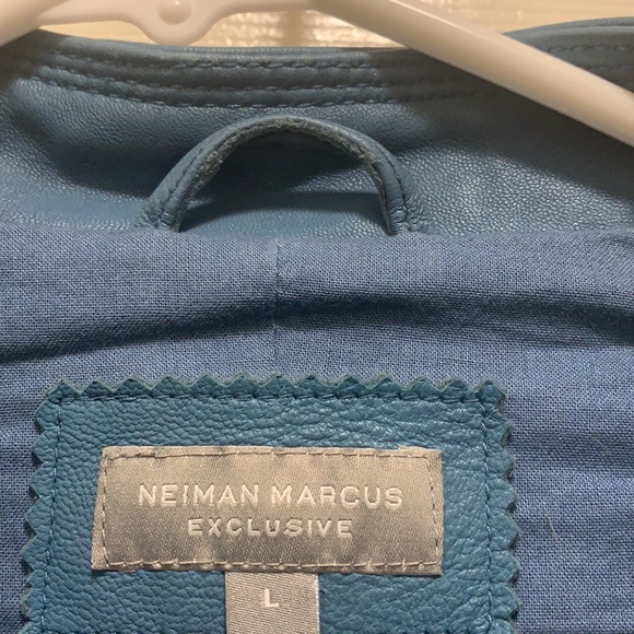 Neiman Marcus blue leather jacket - Picture 4 of 5
